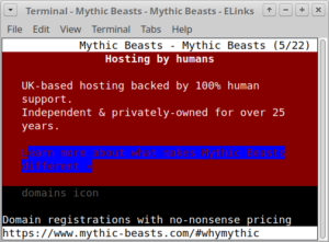 Our website as viewed from a text only web browser